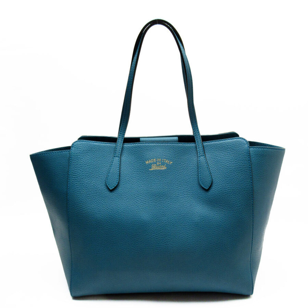 Gucci Swing Leather Teal Shoulder Bag Blue